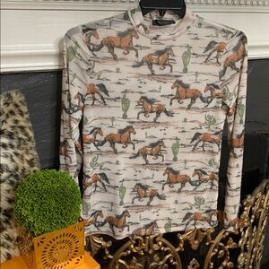 Nylon Apparel Horse Print Top